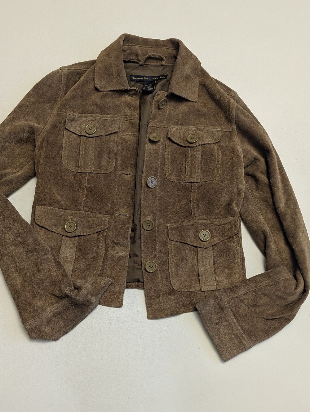 Abercrombie & Fitch Women's Genuine Suede Leather Jacket Y2k Small